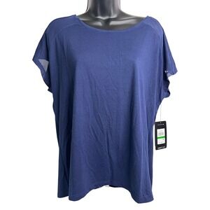 Marc New York Performance Womens Top Size L Blue Short Sleeve Casual